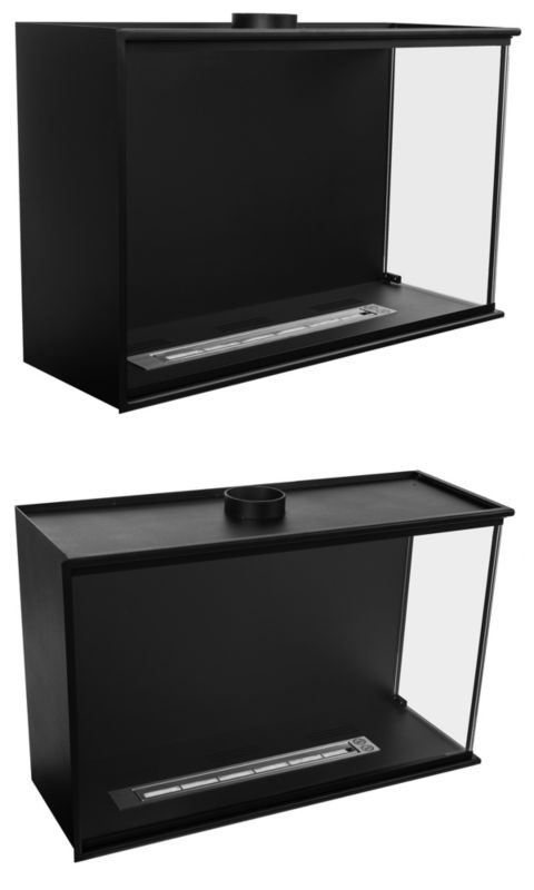 Hjørnebiopejs 80x50 cm Sort med Glas