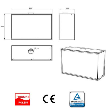 Hjørnebiopejs 80x50 cm Sort med Glas