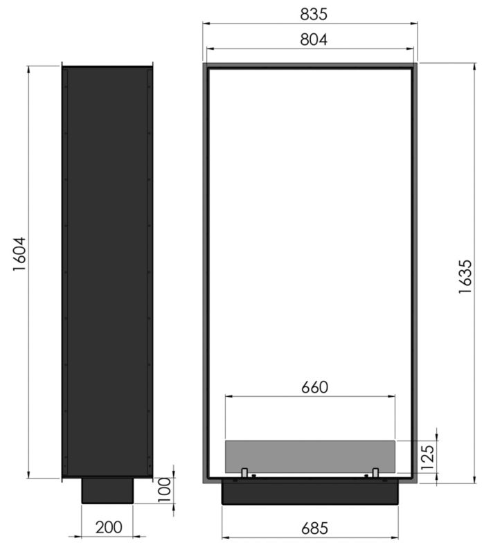 Gennemgående Væghængt Biopejs 83,5x163,5 cm Sort 5906213201560