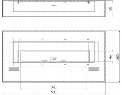 Biokamin SimpleBOX 50x25 cm Sort