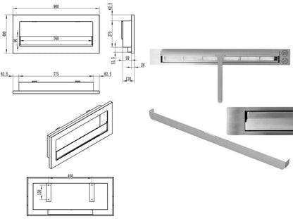 Væghængt Biopejs SLIM 90x40 cm Sort Mat med Glas