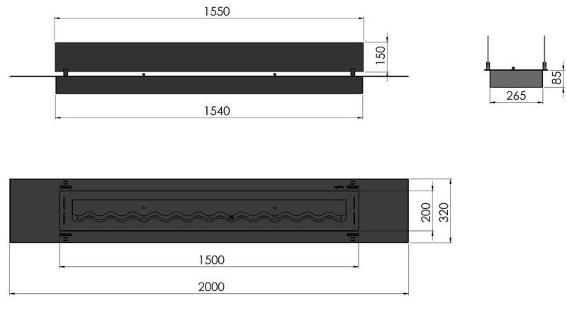 Biopejs Indbygning 200 cm Sort | 5906213201515