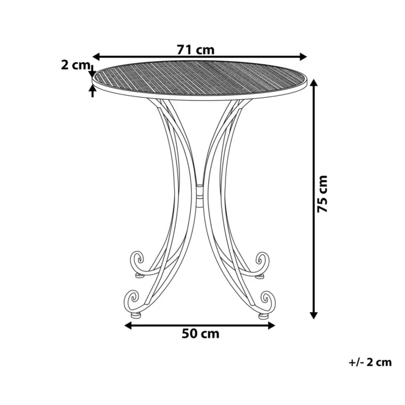 Havebord Rund Ø71 cm Grå Metal