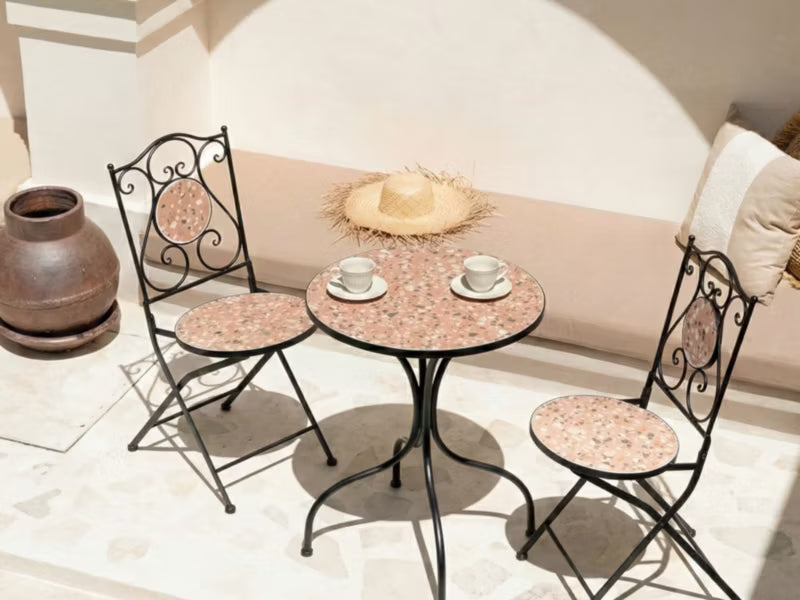 Bistrobord Adrano Ø60 cm Sort Terrazzoeffekt