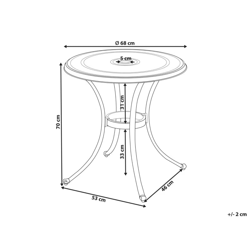 Bistrobord Andalo Ø68 cm Brun Aluminium