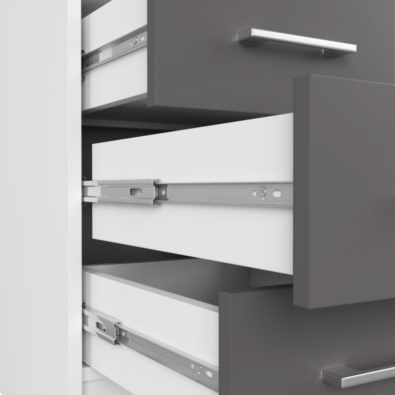 Akord Ana hvidt skrivebord 124 cm computerbord 1 dør 3 skuffer grafitgrå mat 5 hylder 124x52x74 cm 1 stk.