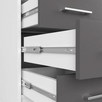 Akord Ana hvidt skrivebord 124 cm computerbord 1 dør 3 skuffer grafitgrå mat 5 hylder 124x52x74 cm 1 stk.