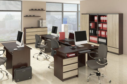 Akord CLP skrivebord Wenge 135 cm med 3 skuffer, mat Sonoma eg, 2 hylder, 135x60x77 cm, 1 stk.