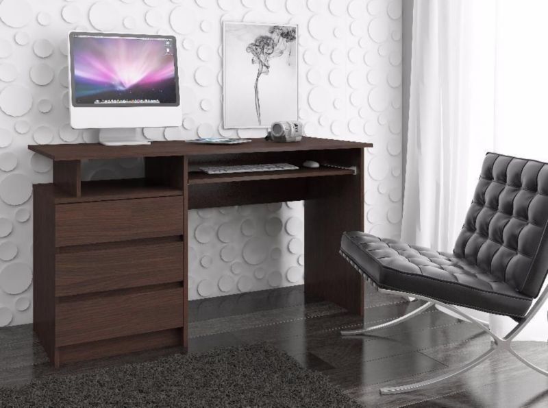 Akord CLP skrivebord Wenge mat 135 cm med 3 skuffer og 2 hylder