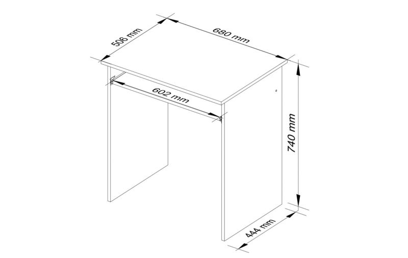 Akord Star skrivebord i Sonoma eg 68 cm, mat eg farve, 1 hylde, 68x51x74 cm, 1 stk.