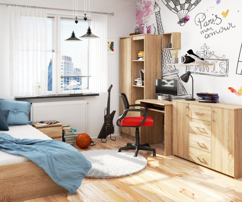 Akord Star skrivebord i Sonoma eg 68 cm, mat eg farve, 1 hylde, 68x51x74 cm, 1 stk.