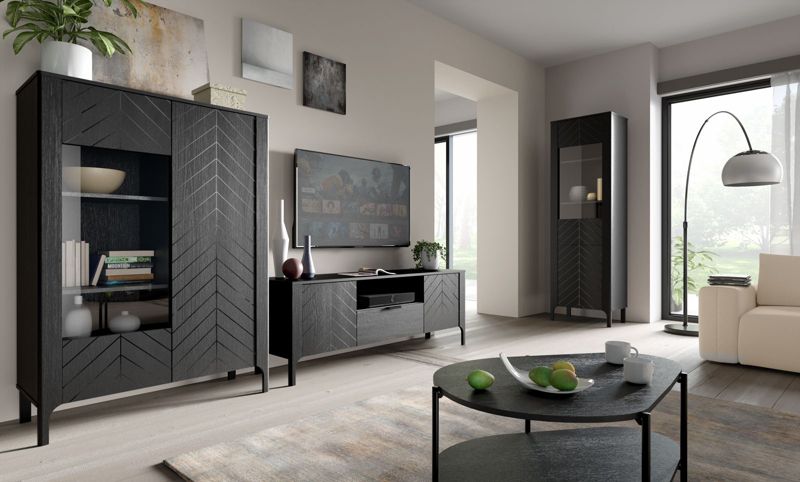 Bettso Lumi enkelt-dørs skrivebord i elegant sort til soveværelset, 1 stk.