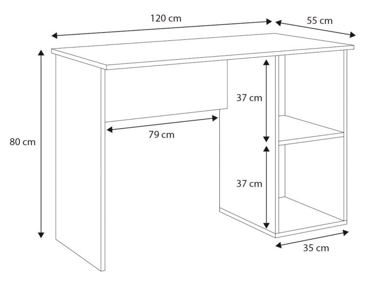 Kobi Tako skrivebord hvid 120x55 cm 1 stk.
