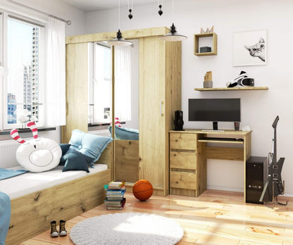 Akord A6 computerbord Artisan eg 90 cm venstre 3 skuffer front i Artisan eg mat 1 hylde 90x50x77 cm 1 stk.