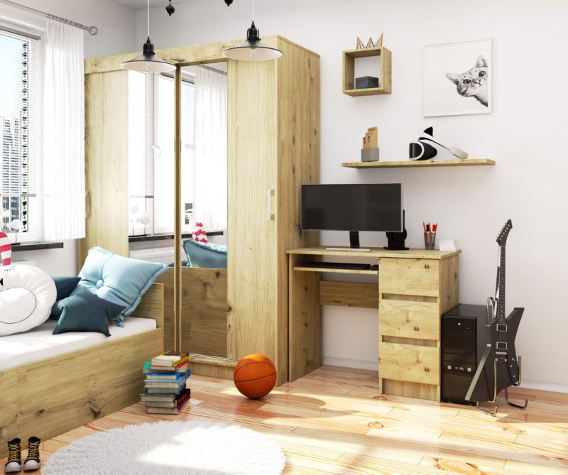 Akord A6 computerbord Artisan Eg 90 cm højre 3 skuffer farve Artisan Eg mat 1 hylde 90x50x77 cm 1 stk.