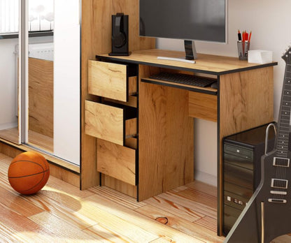 Computerbord Akord A6 Eg Craft 90 cm venstre 3 skuffer farve Eg Craft mat 1 hylde 90x50x77 cm 1 stk.