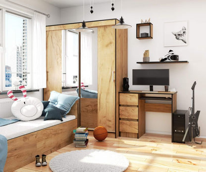 Computerbord Akord A6 Eg Craft 90 cm venstre 3 skuffer farve Eg Craft mat 1 hylde 90x50x77 cm 1 stk.