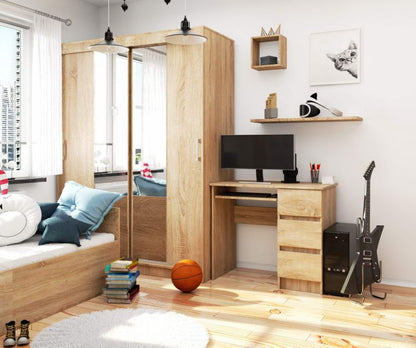 Computerbord Akord A6 Sonoma Eg 90 cm højre 3 skuffer farve Sonoma Eg mat 1 hylde 90x50x77 cm 1 stk.