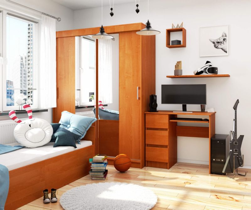 Akord A6 computerbord i oliet mat med 3 skuffer, venstrevendt, 90 cm, 1 hylde, 90x50x77 cm, 1 stk.