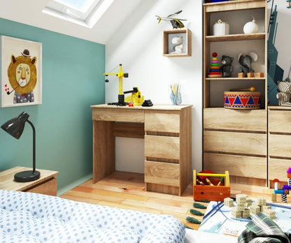 Akord A7 computerbord i sonoma-eg med 4 skuffer, højre, 90 x 50 x 77 cm, 1 stk.