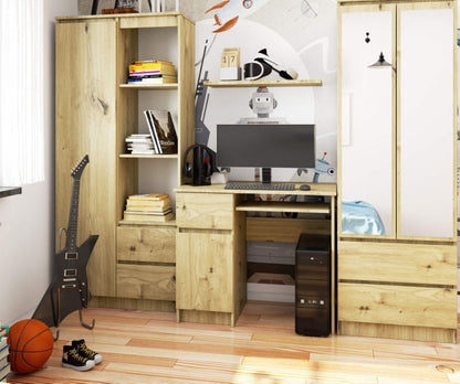 Akord Piksel computerbord Artisan eg 90 cm venstre 1 dør 1 skuffe Artisan eg mat farve 3 hylder 90x50x77 cm 1 stk.