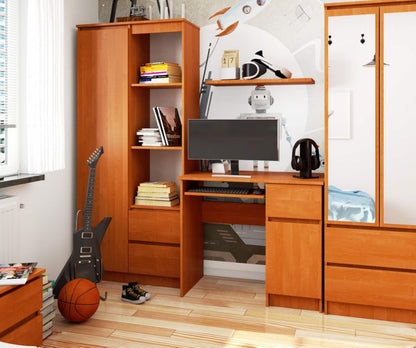 Akord Piksel Olcha computerbord 90 cm højre 1 dør 1 skuffe olcha mat farve 3 hylder 90x50x77 cm 1 stk.