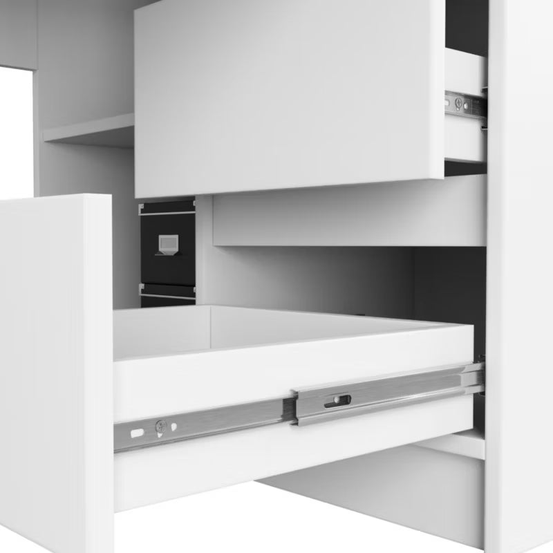 Hjørneskrivebord Akord B20 Hvid 155 cm højre 1 dør 3 skuffer Mat hvid 4 hylder 155x85x77 cm 1 stk.