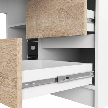 Hjørneskrivebord Akord B20 Hvid 155 cm højre 1 dør 3 skuffer farve Sonoma Eg mat 4 hylder 155x85x77 cm 1 stk.