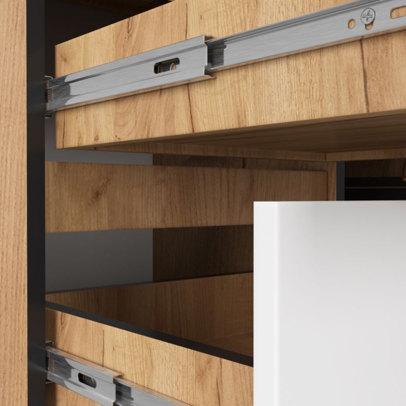 Hjørneskrivebord Akord B20 Eg Craft 155 cm venstre 1 dør 3 skuffer hvid mat 4 hylder 155x85x77 cm 1 stk.