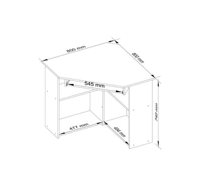 Hjørneskrivebord Akord Ted hvid 80 cm mat hvid med 5 hylder 80x80x74 cm 1 stk.