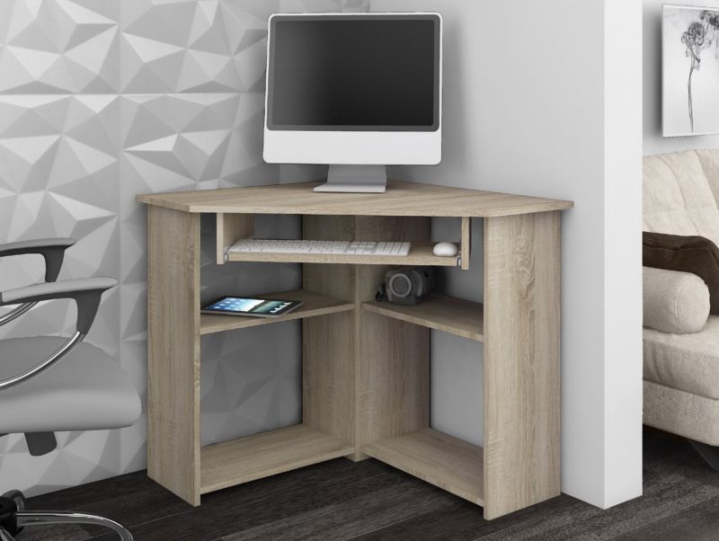 Hjørneskrivebord Akord Ted Eg Sonoma 80 cm i mat eg Sonoma med 5 hylder 80x80x74 cm 1 stk.