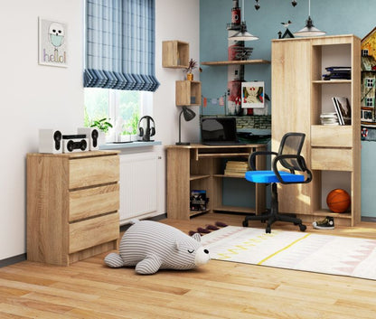 Hjørneskrivebord Akord Ted Eg Sonoma 80 cm i mat eg Sonoma med 5 hylder 80x80x74 cm 1 stk.