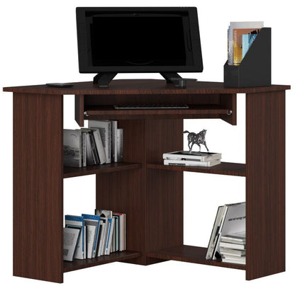 Hjørneskrivebord Akord Ted Wenge 80 cm mat‑wenge farve med 5 hylder 80x80x74 cm 1 stk.