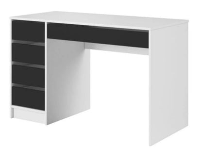 Bettso Max universelt moderne skrivebord med skuffer, hvid og sort, 1 stk.