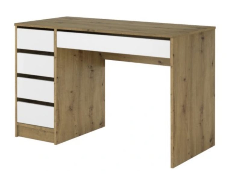 Bettso Max skrivebord med skuffer, universelt, moderne, artisan-eg og hvid, 1 stk.