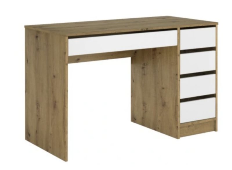 Bettso Max skrivebord med skuffer, universelt, moderne, artisan-eg og hvid, 1 stk.