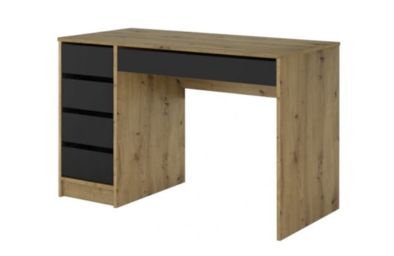 Bettso Max skrivebord med skuffer, universelt, moderne, artisan-eg, sort, 1 stk.