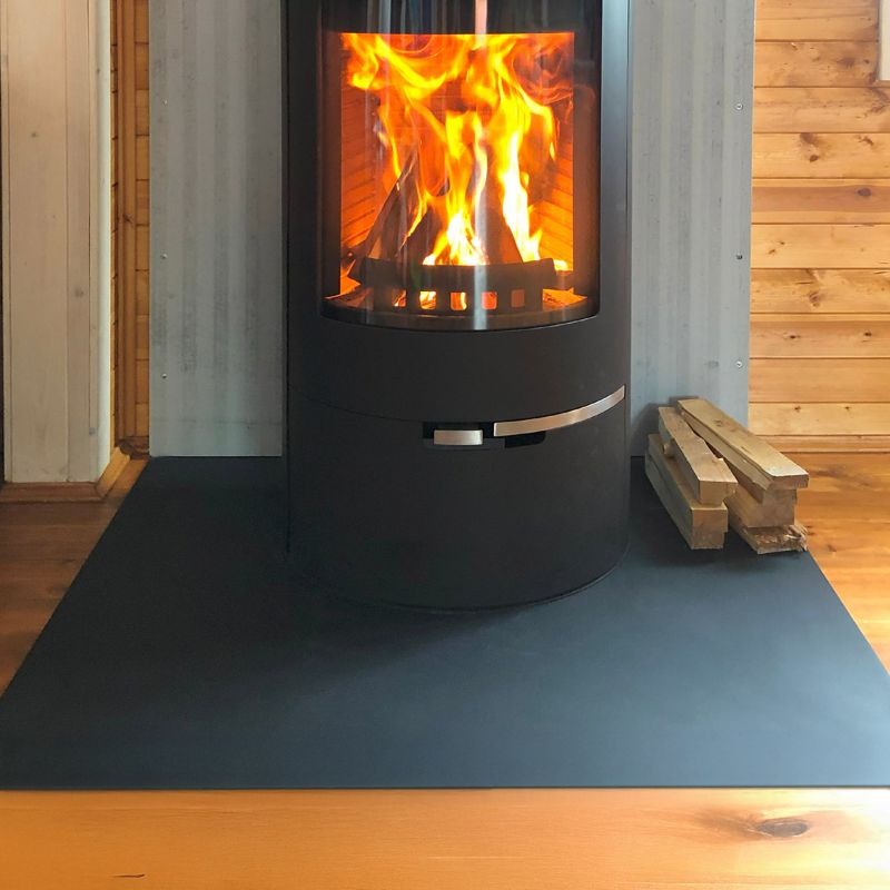 Gulvplade til Brændeovn 100x80 cm Sort Mat Stål