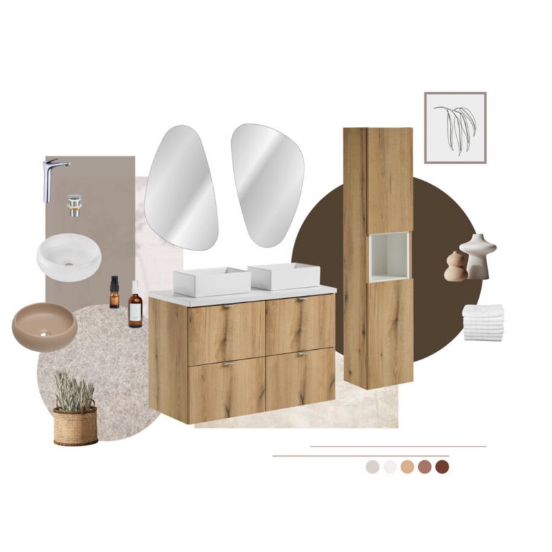 Badeværelsesbordplade Nova Oak 60,4 cm Eg Mat MDF
