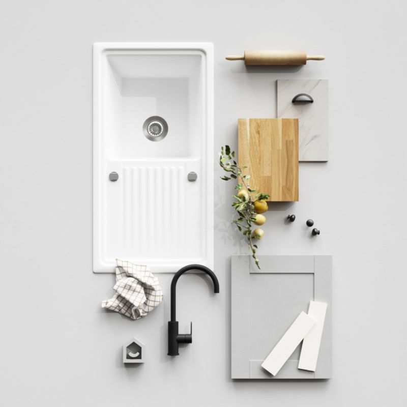 GoodHome Kala laminatbord 3,8 x 62 x 300 cm hvid marmor