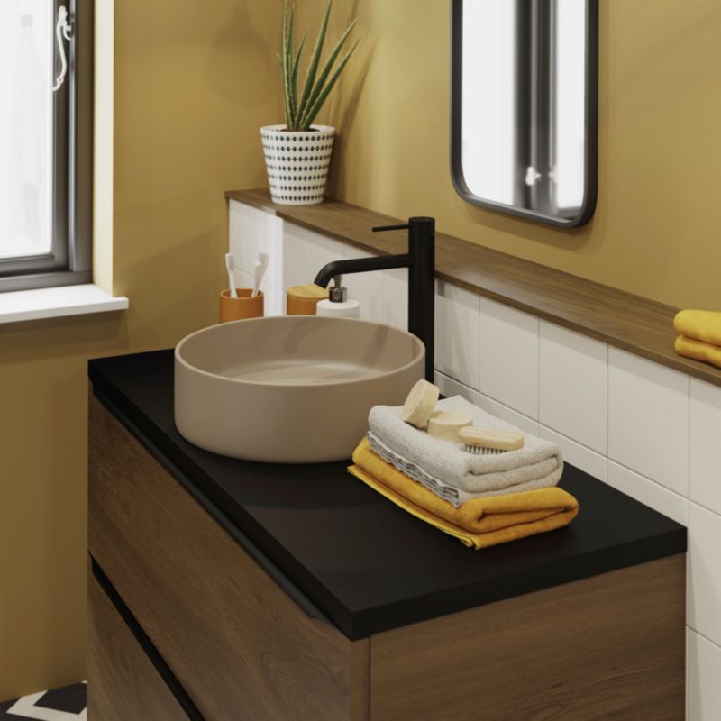 Badeværelsesbordplade Cadelia 100 x 45,5 cm Sort Mat