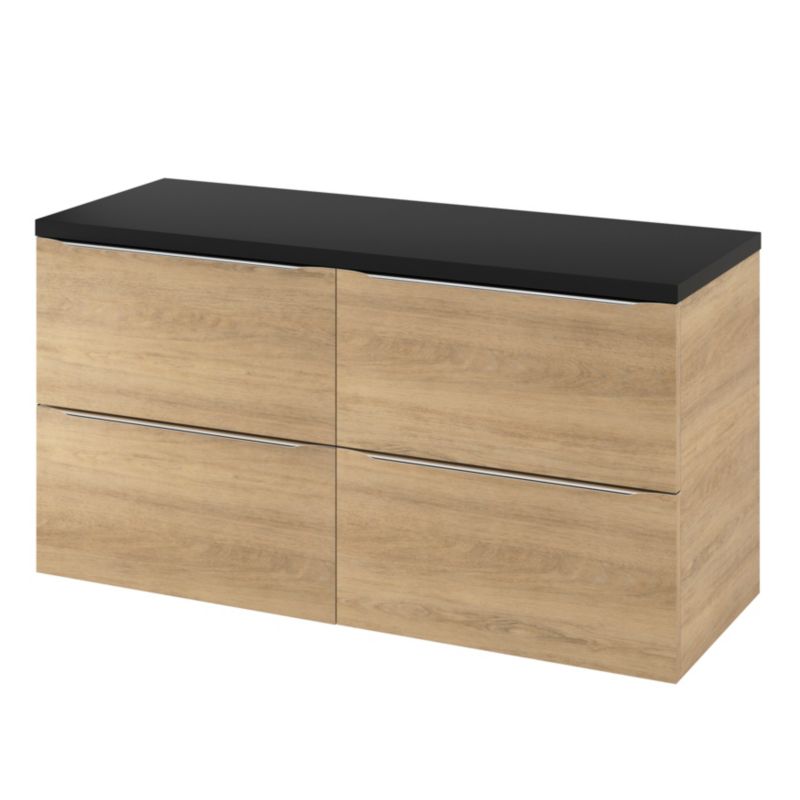 Cadelia badeværelsesbordplade 120 x 45,5 cm mat sort