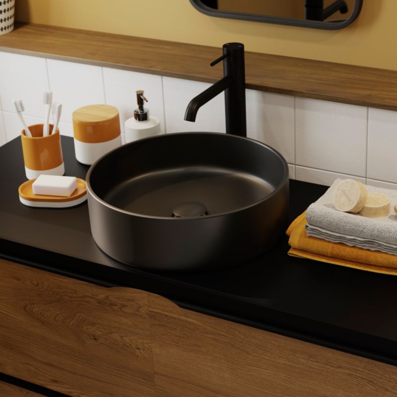 Cadelia badeværelsesbordplade 120 x 45,5 cm mat sort