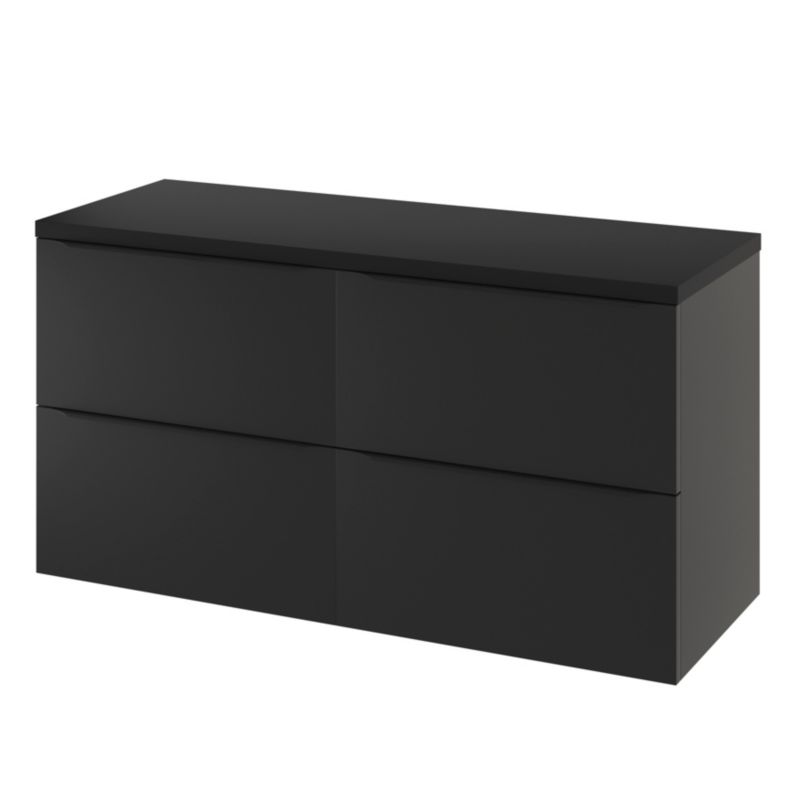 Cadelia badeværelsesbordplade 120 x 45,5 cm mat sort