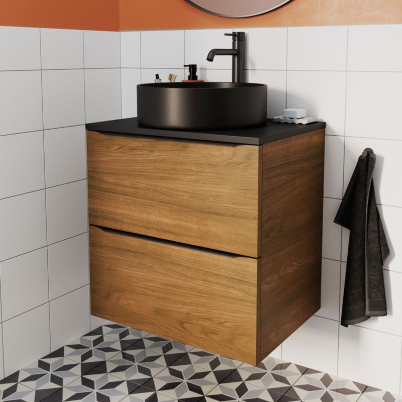 Cadelia badeværelsesbordplade 60 x 45,5 cm mat sort
