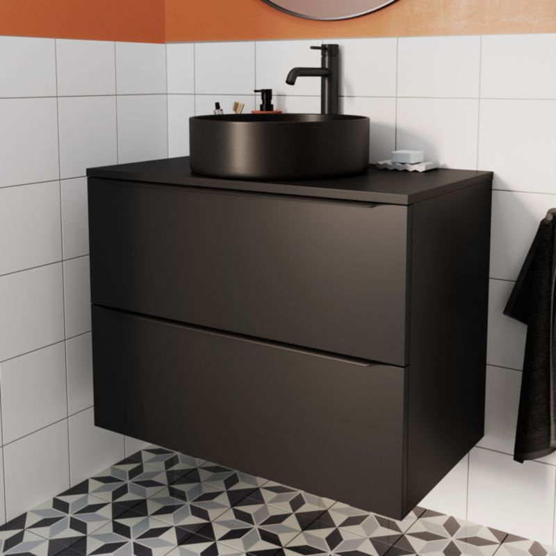 Badeværelsesbordplade Cadelia 80 x 45,5 cm Sort