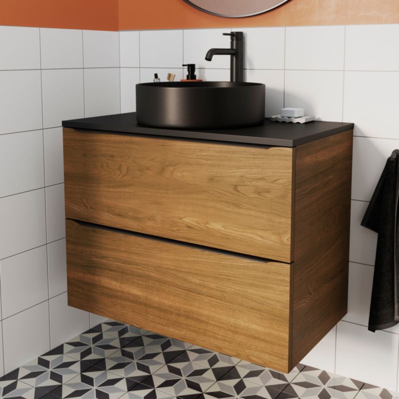 Cadelia badeværelsesbordplade 80 x 45,5 cm mat-sort
