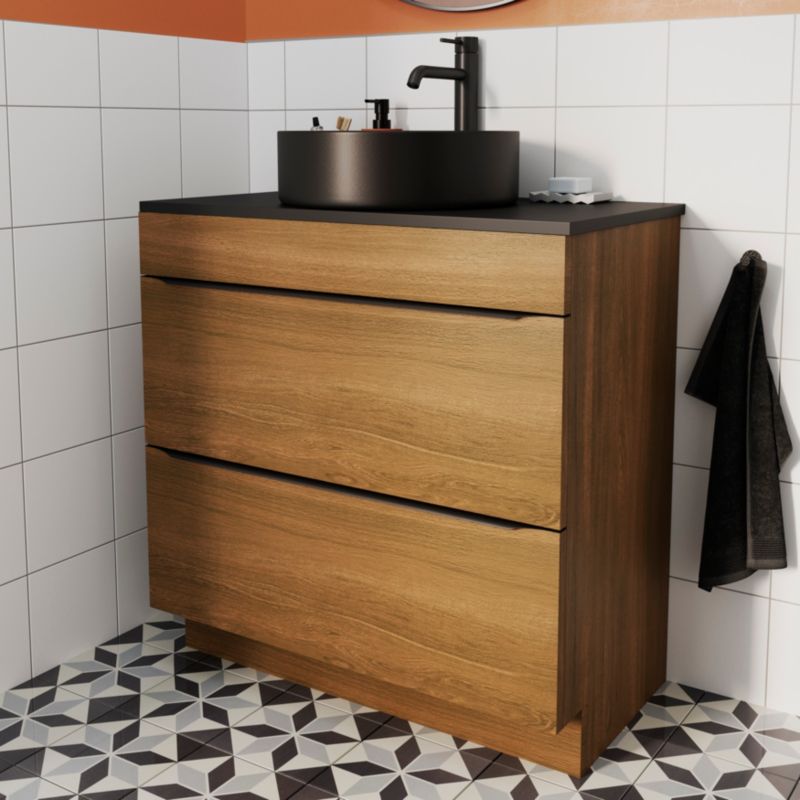 Cadelia badeværelsesbordplade 80 x 45,5 cm mat-sort