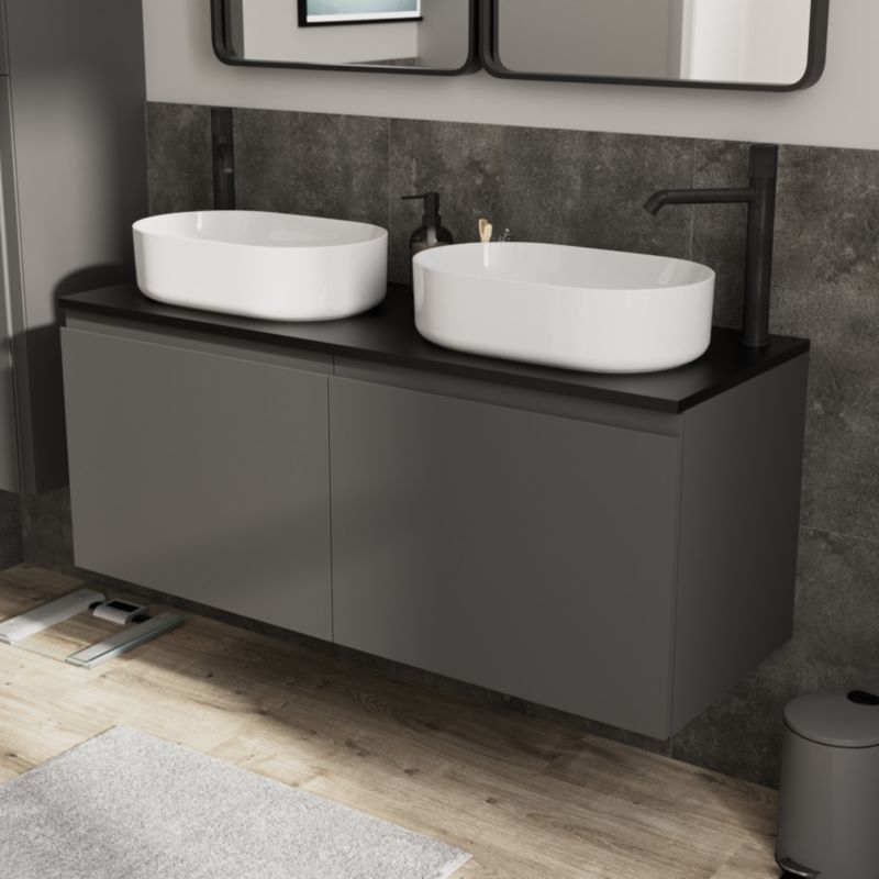 Badeværelsesbordplade Cadelia 80 x 45,5 cm Sort