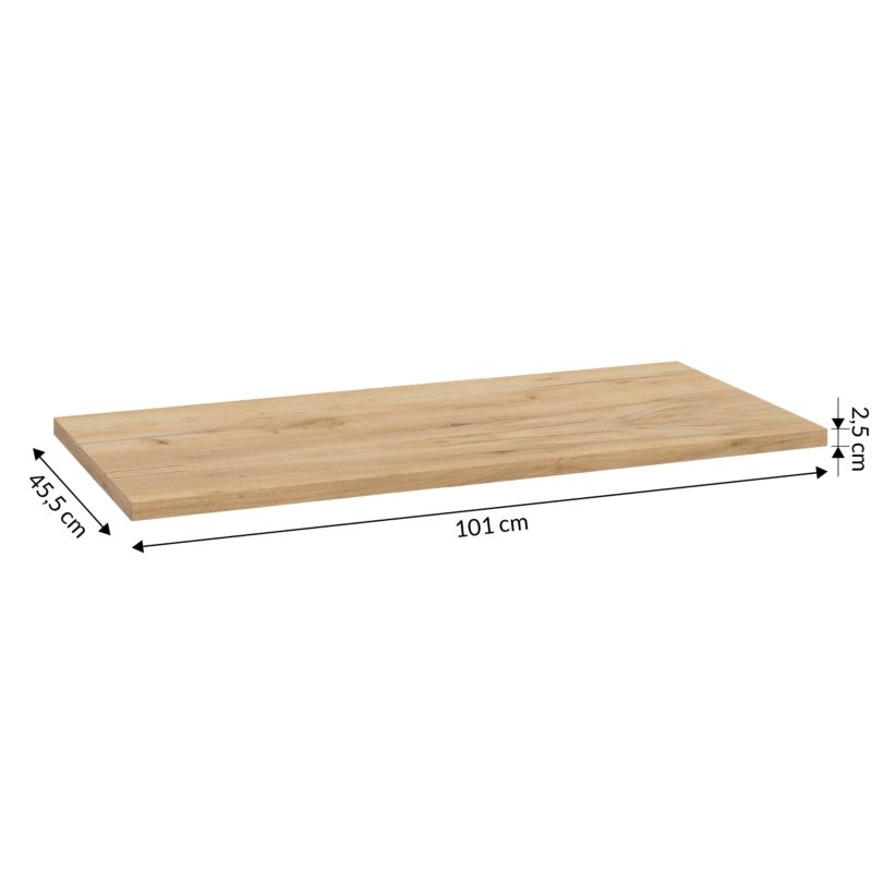 Badeværelsesbordplade Line 101x45,3 cm Gylden Eg | 5906365427474